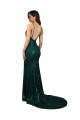 Low Back Dark Green Mermaid V-Neck Long Formal Dress