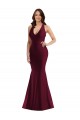 Open Back Burgundy Mermaid V-Neck Long Formal Plus Size Formal Dress