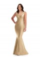 V-Back Soft Gold Mermaid V-Neck Long Formal Plus Size Formal Dress