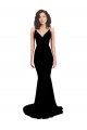 Open Back Black Mermaid V-Neck Long Formal Dresses