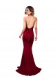 Open Back Burgundy Mermaid V-Neck Long Formal Dress