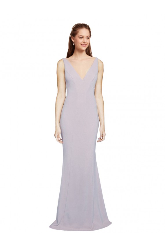Keyhole Back Arctic Lilac Mermaid V-Neck Long Formal Dress