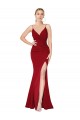 V-Back Burgundy Mermaid V-Neck Long Formal Dress