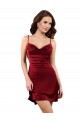 Open Back Burgundy Sheath Cowl Neck Midi Length Formal Dress