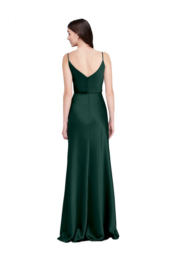 V-Back Hunter Sheath Cowl Neck Long Black Tie Formal Dress