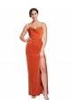 Open Back Rust Sheath Cowl Neck Sweep Train Formal Dress