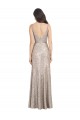 V-Back Silver Sheath High Neck Long Formal Dress