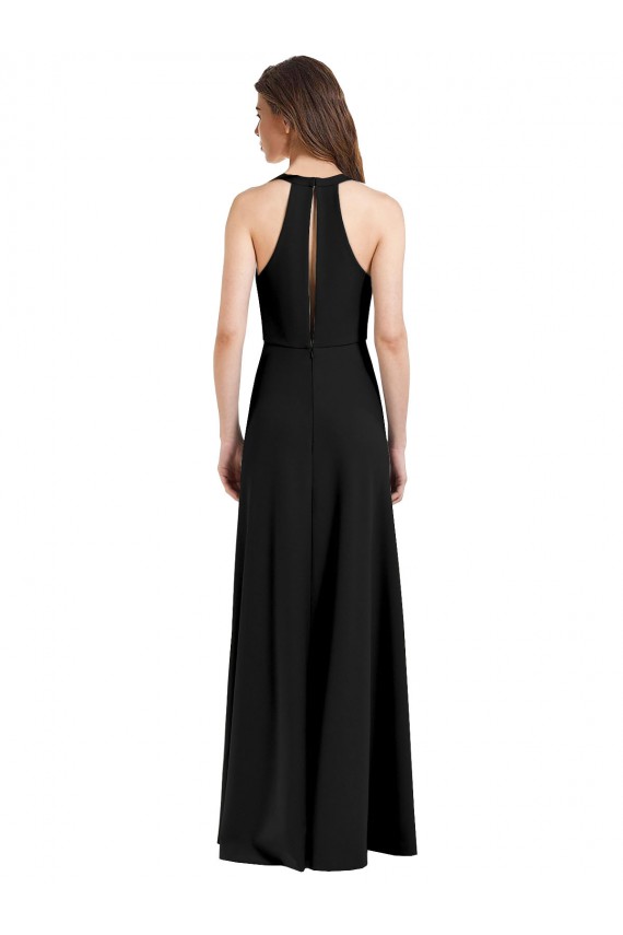 Black Sheath High Neck Long Formal Dress