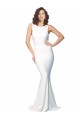 V-Back Ivory Sheath High Neck Long Formal Dress