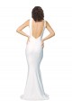 V-Back Ivory Sheath High Neck Long Formal Dress