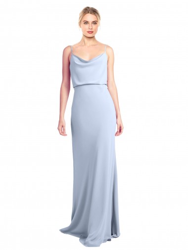 Cheap V-Back Light Sky Blue Sheath High Neck Long Formal Dress UK