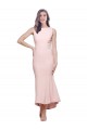 Low Back Pink Sheath High Neck Midi Length High Low Formal Dress
