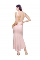 Low Back Pink Sheath High Neck Midi Length High Low Formal Dress