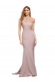 Dusty Pink Sheath High Neck Sweep Train Formal Dress