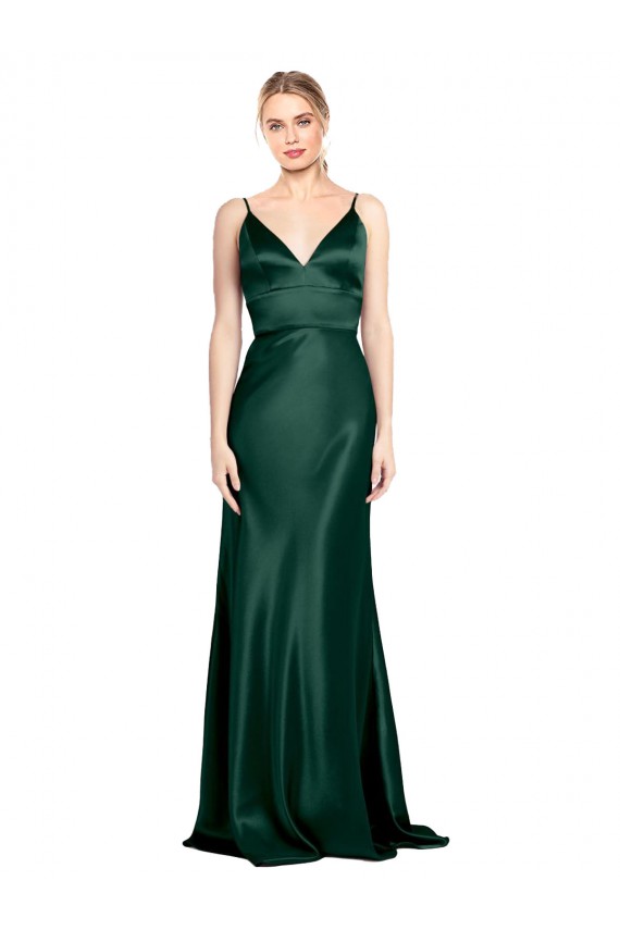 V-Back Hunter Sheath High Neck Long Formal Dress