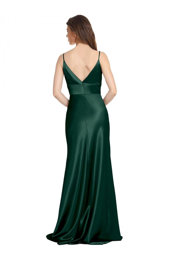 V-Back Hunter Sheath High Neck Long Formal Dress