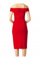 Red Sheath Off the Shoulder Cocktail Length Formal Dress