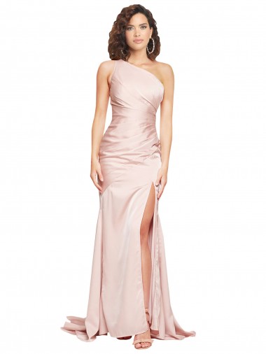 Cheap Pink Sheath One Shoulder Long Black Tie Formal Dress UK