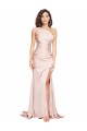 Pink Sheath One Shoulder Long Black Tie Formal Dress