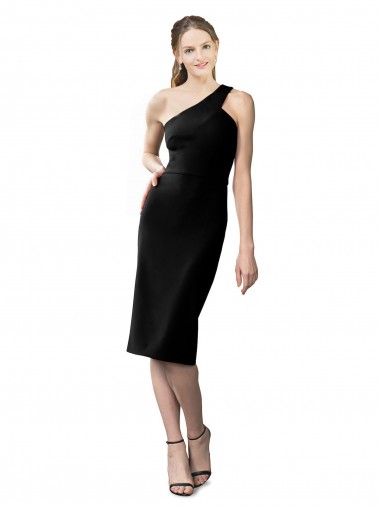 Cheap Black Sheath One Shoulder Cocktail Length Formal Dress UK