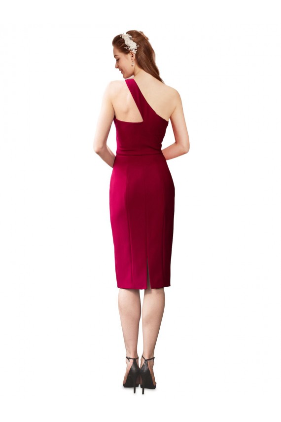 Black Sheath One Shoulder Cocktail Length Formal Dress