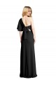 Black Sheath One Shoulder Flutter Sleeves Long Formal Dress