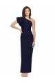 Dark Navy Sheath One Shoulder Long Formal Dress