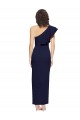 Dark Navy Sheath One Shoulder Long Formal Dress