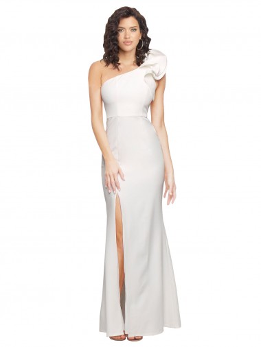 Cheap Ivory Sheath One Shoulder Long Formal Dress UK