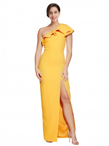 Cheap Saffron Sheath One Shoulder Long Formal Dress UK
