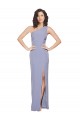 Smoke Blue Sheath One Shoulder Long Formal Dresses