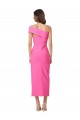 Fuchsia Sheath One Shoulder Midi Length Formal Dress
