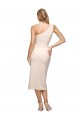 Nude Sheath One Shoulder Midi Length Formal Dress