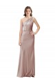 Open Back Dusty Pink Sheath One Shoulder Long Formal Dress
