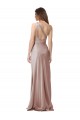 Open Back Dusty Pink Sheath One Shoulder Long Formal Dress