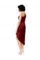 Burgundy Sheath One Shoulder Midi Length Black Tie Formal Dress
