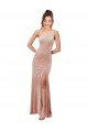 Pink Sheath One Shoulder Long Black Tie Formal Dresses