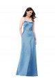 Open Back Sky Blue Sheath Square Neck Long Formal Dress