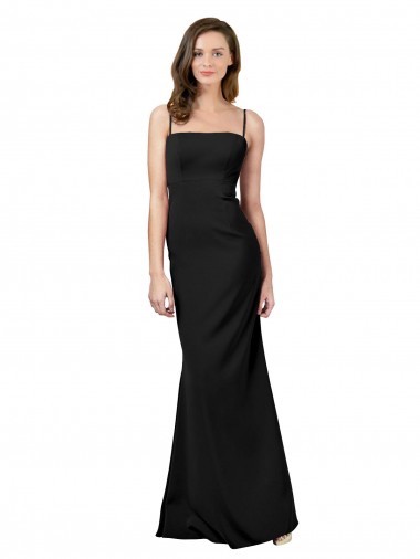 Cheap Low Back Black Sheath Square Neck Long Formal Dress UK