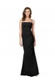 Low Back Black Sheath Square Neck Long Formal Dress