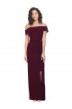 Low Back Burgundy Gold Sheath Square Neck Long Formal Dress