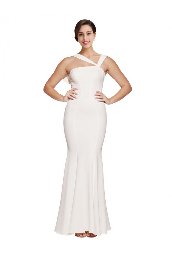 Low Back Ivory Sheath Square Neck Long Formal Dress