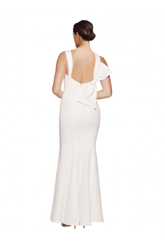 Low Back Ivory Sheath Square Neck Long Formal Dress