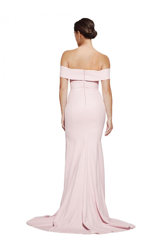 Low Back Pink Sheath Square Neck Sweep Train Formal Dress