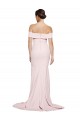 Low Back Pink Sheath Square Neck Sweep Train Formal Dress