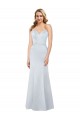 Low Back Light Sky Blue Sheath Strapless Long Formal Dress