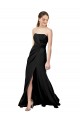 Low Back Black Sheath Strapless Long Formal Dress