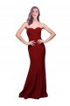 Low Back Burgundy Sheath Strapless Long Formal Dress