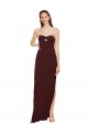 Burgundy Gold Sheath Strapless Long Formal Dress