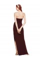Burgundy Gold Sheath Strapless Long Formal Dress